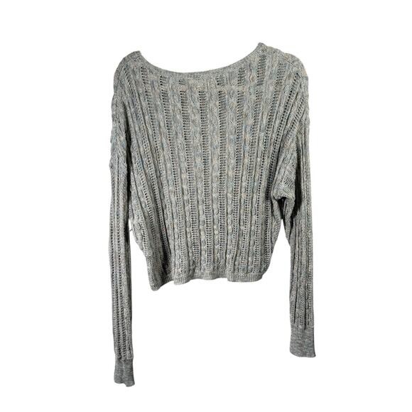 Natural Life Chunky Open Knit Sweater Blue Metallic Yarn Capsole Womens Medium - Picture 5 of 5